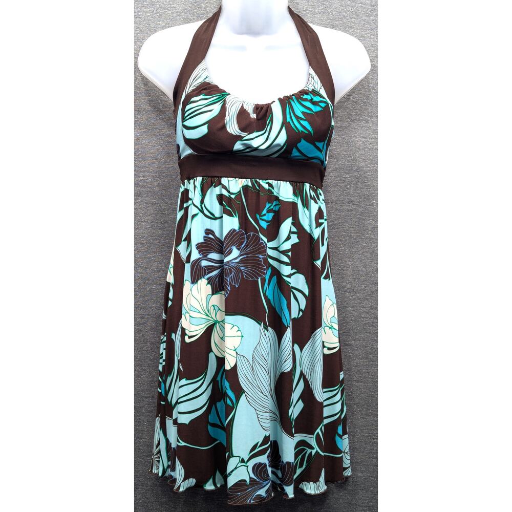 VINTAGE LA BELLE Dress - Blue/Brown, Strapless, Y2K, Ties, Mini, Size Small